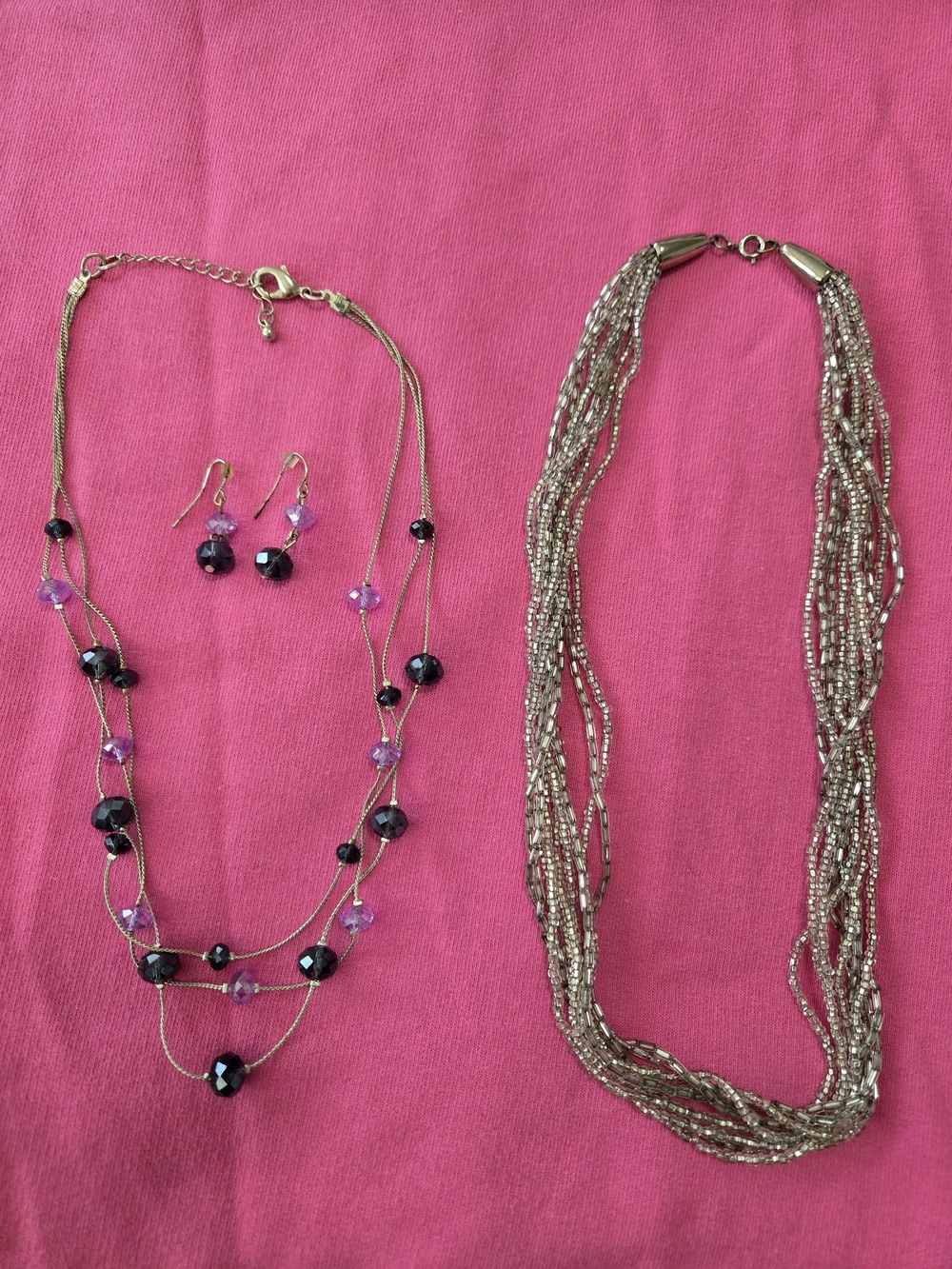 Multi-Strand Beaded Necklaces (Set of 2) With A Pair Of Earrings